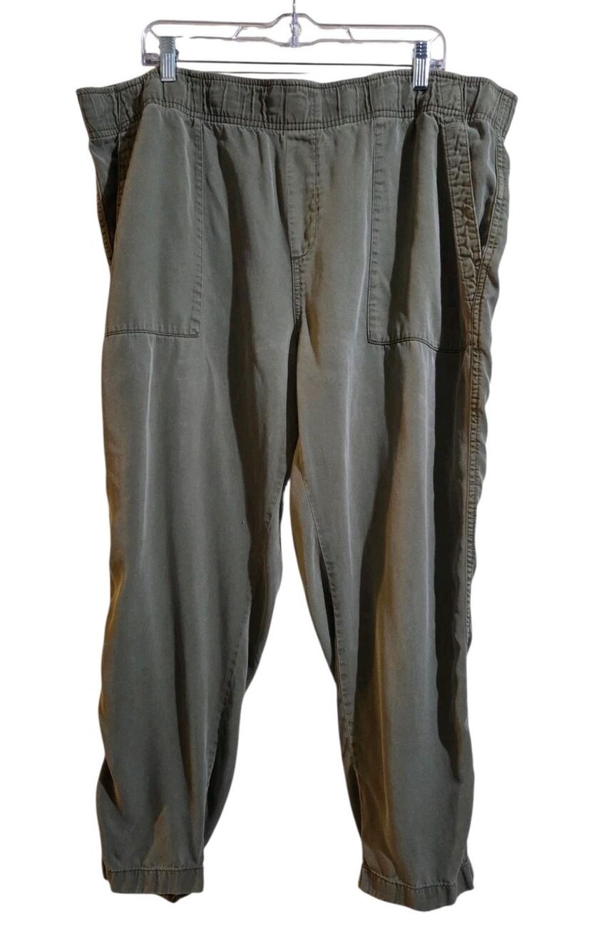 Gap Pants Women's Sz XL Pull-On Utility Patch Pockets Green Lyocell Comfy Casual